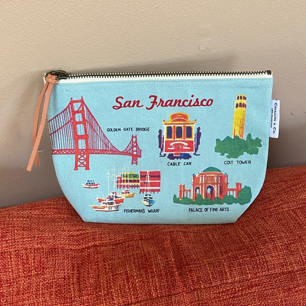 Cavallini & Co San Francisco Icon Landmark 100% Cotton Travel Make up Pouch